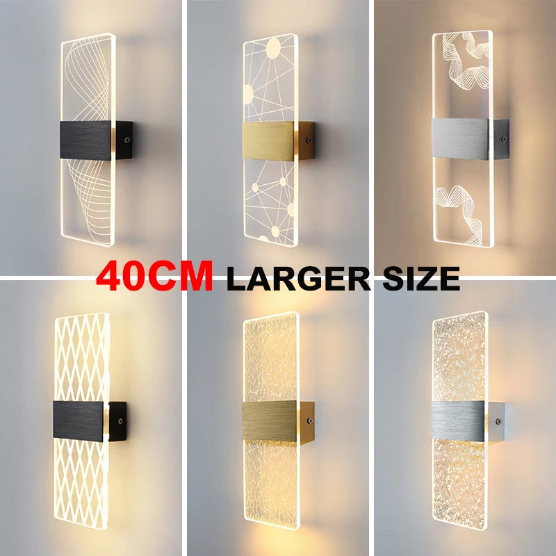 40cm Larger Size Acrylic Wall Light LED Indoor Sconce Lamp Bedroom Living Room Bedside Lamps Modern Nordic Decor 10W AC85-265V