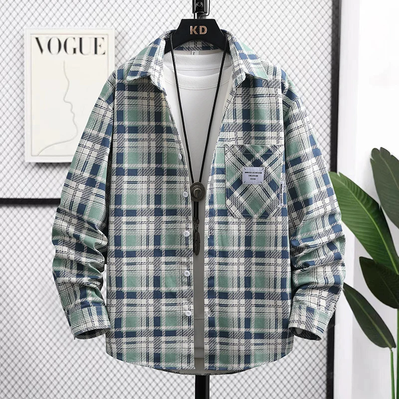 

Мужская повседневная рубашка из американского хлопка с длинным рукавом, свободного кроя, в стиле ретро, модная, из чистого хлопка, весна-осень, премиум-класса