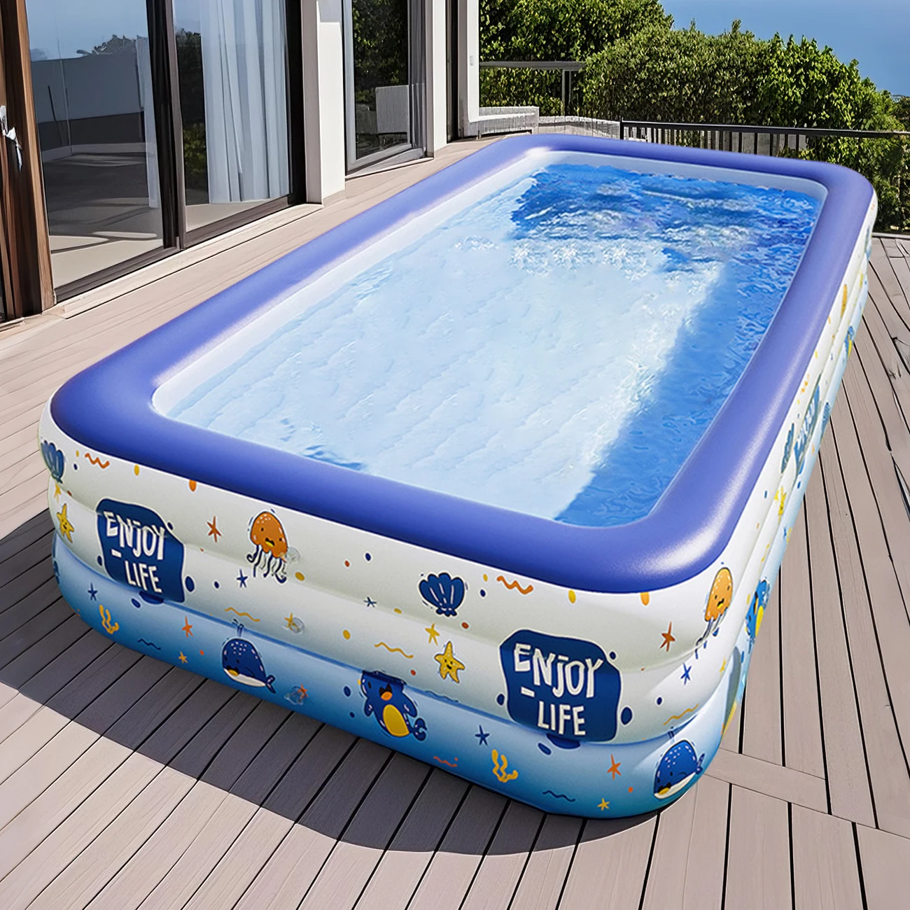 Grande piscine gonflable 1 pièce, idéale pour l'arrière-cour et le plaisir familial, conception aux couleurs vives