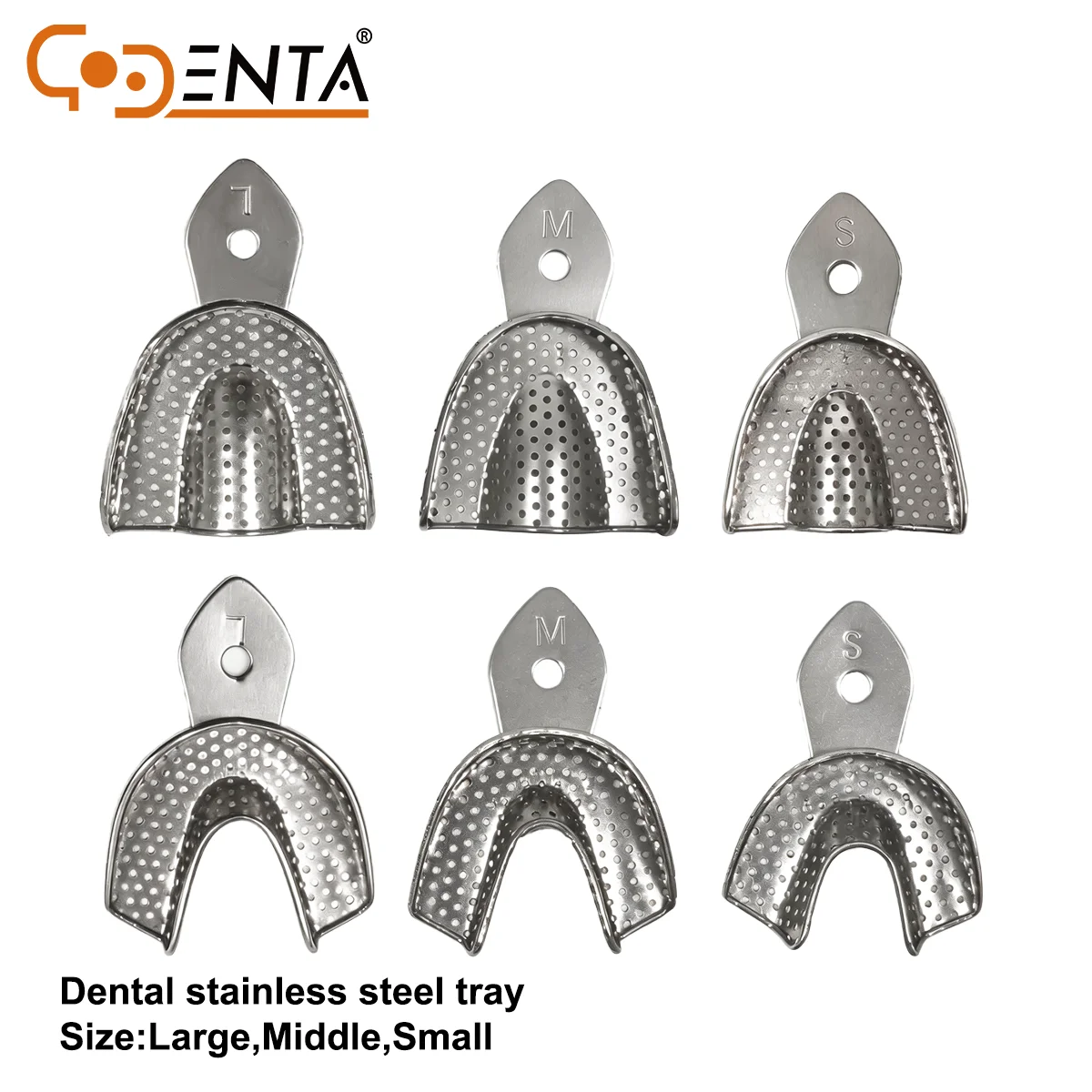 

6Pcs/Set Dental SUS Stainless Steel Impression Tray with Holes Upper Lower Teeth Oral Hygiene Dentist Tools