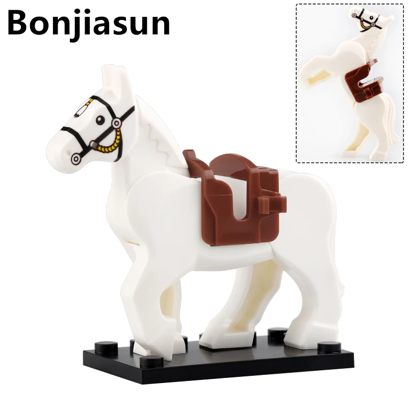 Caballo de guerra militar Medieval, bloques de construcción, Mini figuras de acción antiguas, accesorios, juguete para niños, regalo XP1011-XP1016