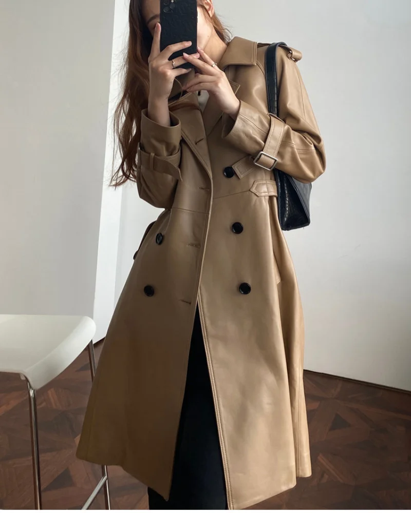 

2023 Real Sheepskin Coat Women's Clothes Winter and Autumn Genuine Leather Jacket Long Korean Leather Coats Jaqueta Feminina