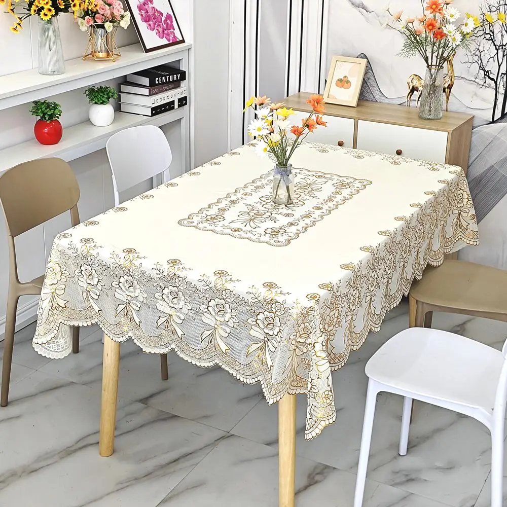 Europäische elegante PVC-bedruckte Tischdecke, wasserdichte und hitzebeständige Tischdecke, rechteckige Esstischmatte für Familienhotels