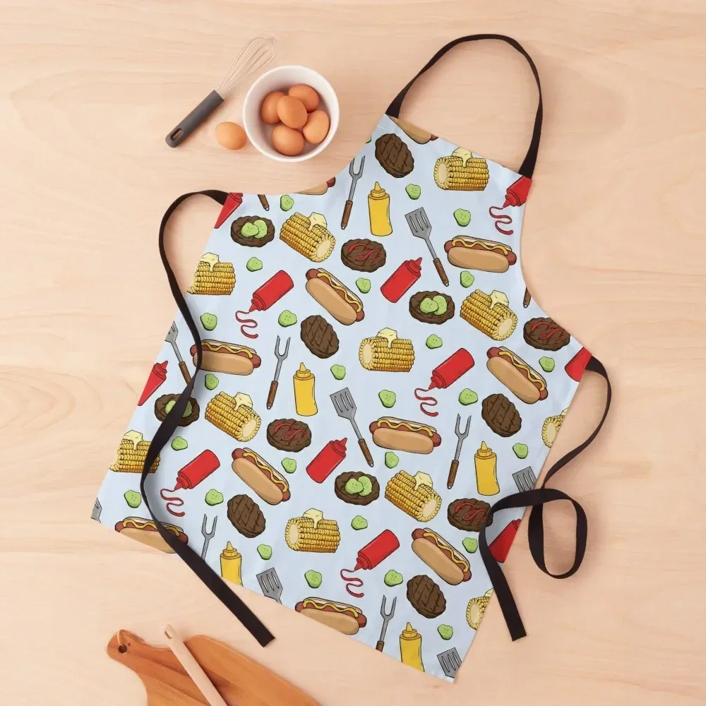 

BBQ Party Pattern Apron Household Items Kitchen waterproof for women kitchen item esthetician Apron