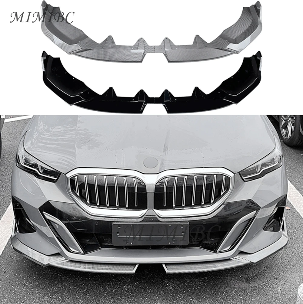 FOR BMW 5 Series I5 G60 G61 M Sport 2024-up Front Bumper Spoiler Lip Carbon Fiber Look/Gloss Black Lower Splitter Body Protector