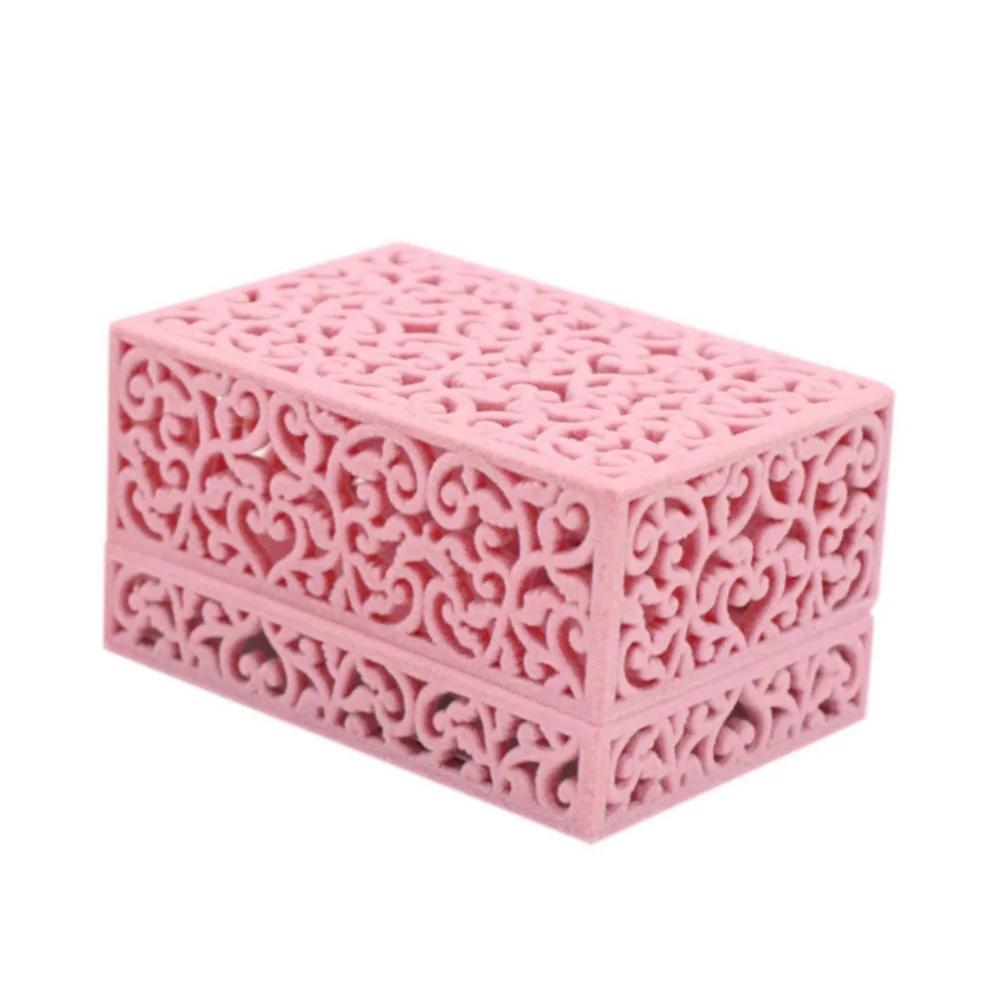 

Hollow Out Red Velvet Ring Box Earrings Organizer Storage Display Case For Wedding Engagement Party Favor Gift Box Jewelry Box