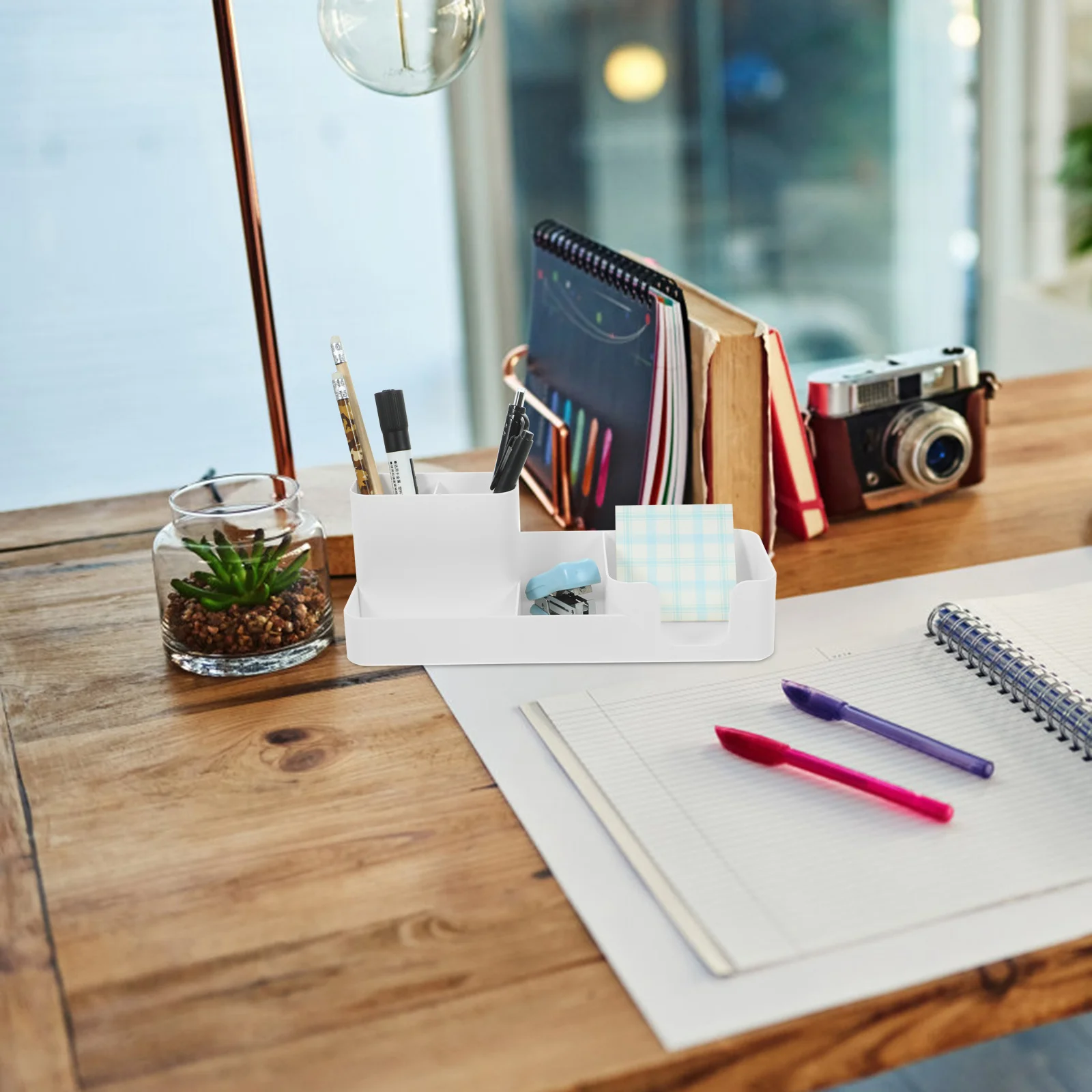 

Desktop Plastic Stationery Organizer Pencil Holder Inclined Pen Holder Large Capacity Office Supplies Desk Storage Box