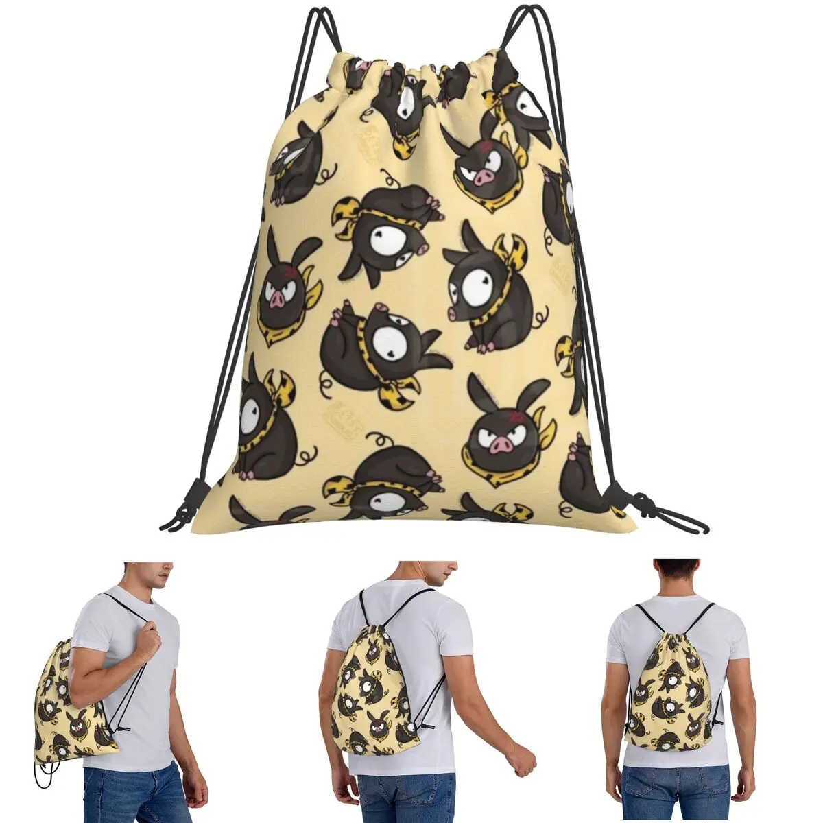 

P-chan Ryoga Lost Pig Ranma 1/2 Adventure Comedy Backpacks Casual Drawstring Bags Sports Bag Book Bags for Man Woman Students
