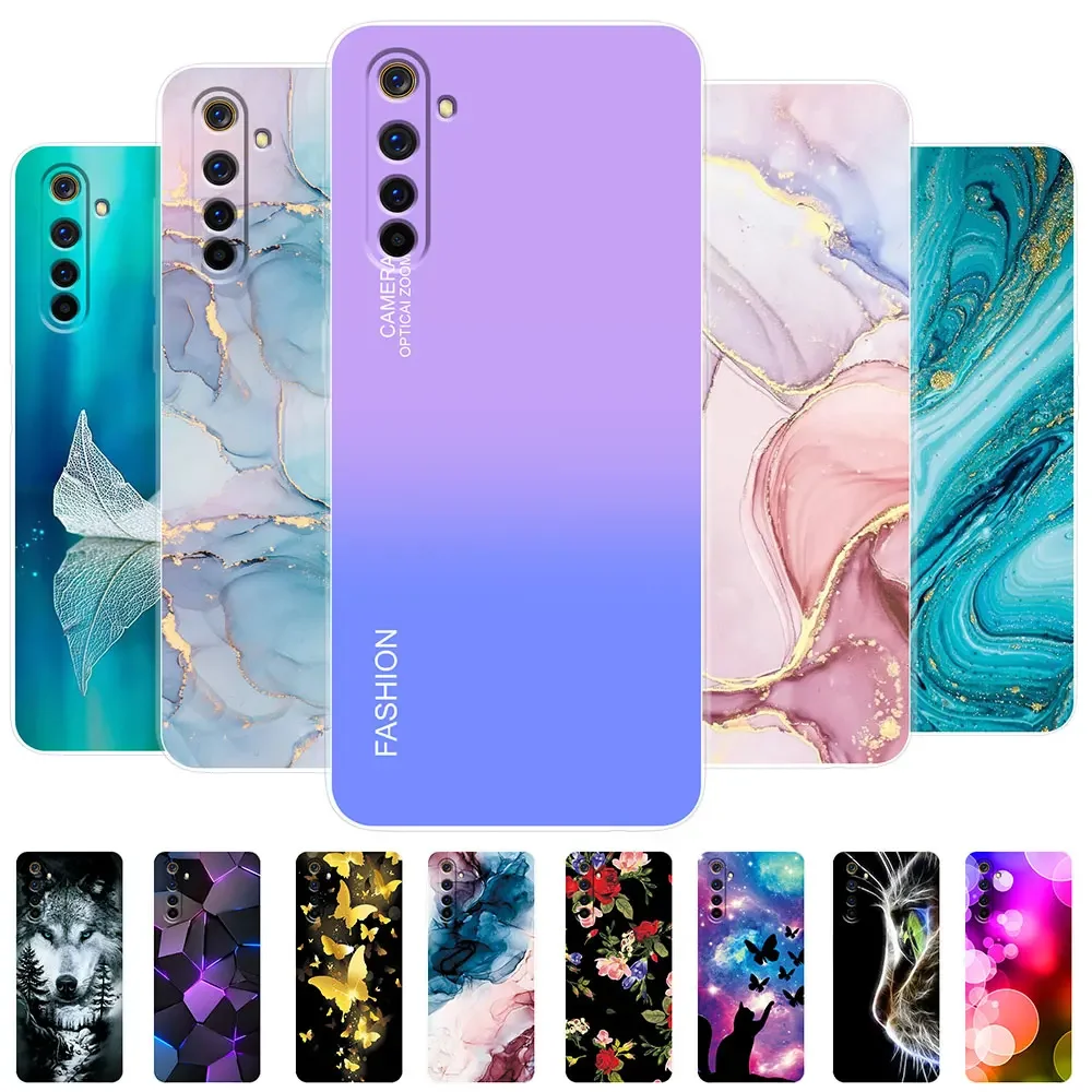 For Realme 6 Case Realme 6 Pro Watercolor Marble Transparent Cases For Realme 6S Cover For Realme6 i Silicone Back Bumper Funda