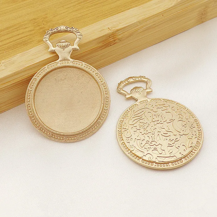 

20pcs Large Antique Silver tone/Antique Bronze Vintage Pocket Watch Base Setting Pendant Charm,35mm Cabochon/Cameo Tray Bezel