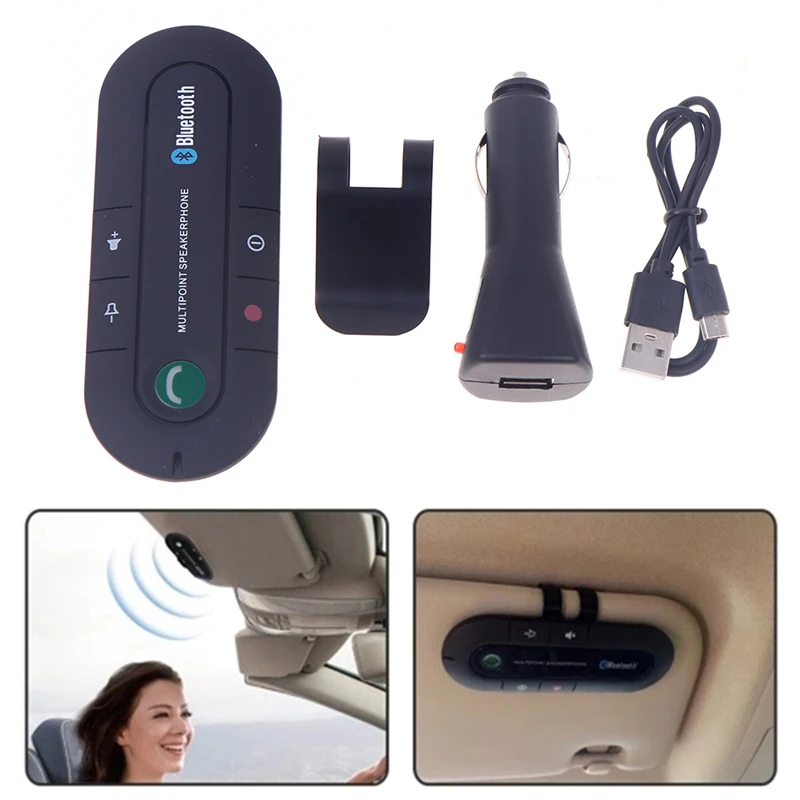 Mini haut-parleur de voiture universel, clip pare-soleil, kit mains libres Bluetooth, sans fil, régule 3 adaptateurs de lecteur de musique