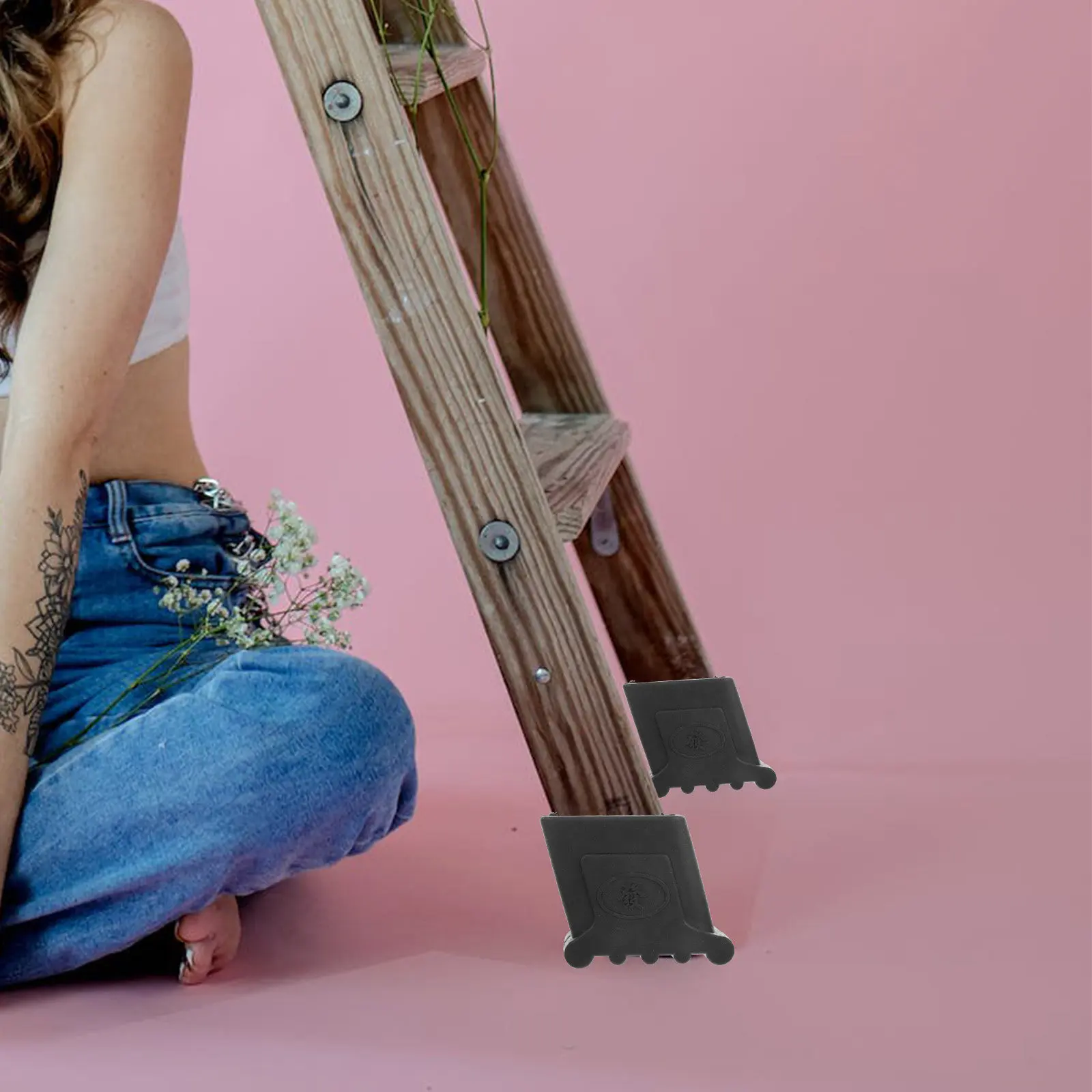 4-個のはしご足カバーゴムプロテクター滑り止めはしご足キャップ交換用グリップ階段パッド格納式階段パッド