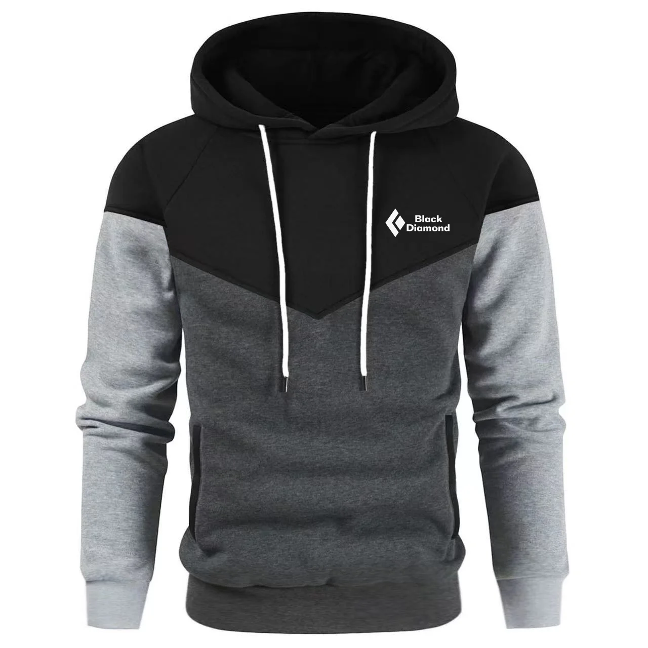 2024 Męska modna bluza z kapturem Winter Diamond Pullover Fleece Warm Mountaineering Boys Black Street Hoodie