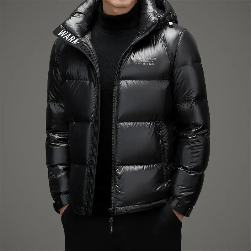 COZOK Men's Winter Down Jacket Hooded Short Black Designer Male Brand Duck Padding Jackets for Men Padded Cold Coat