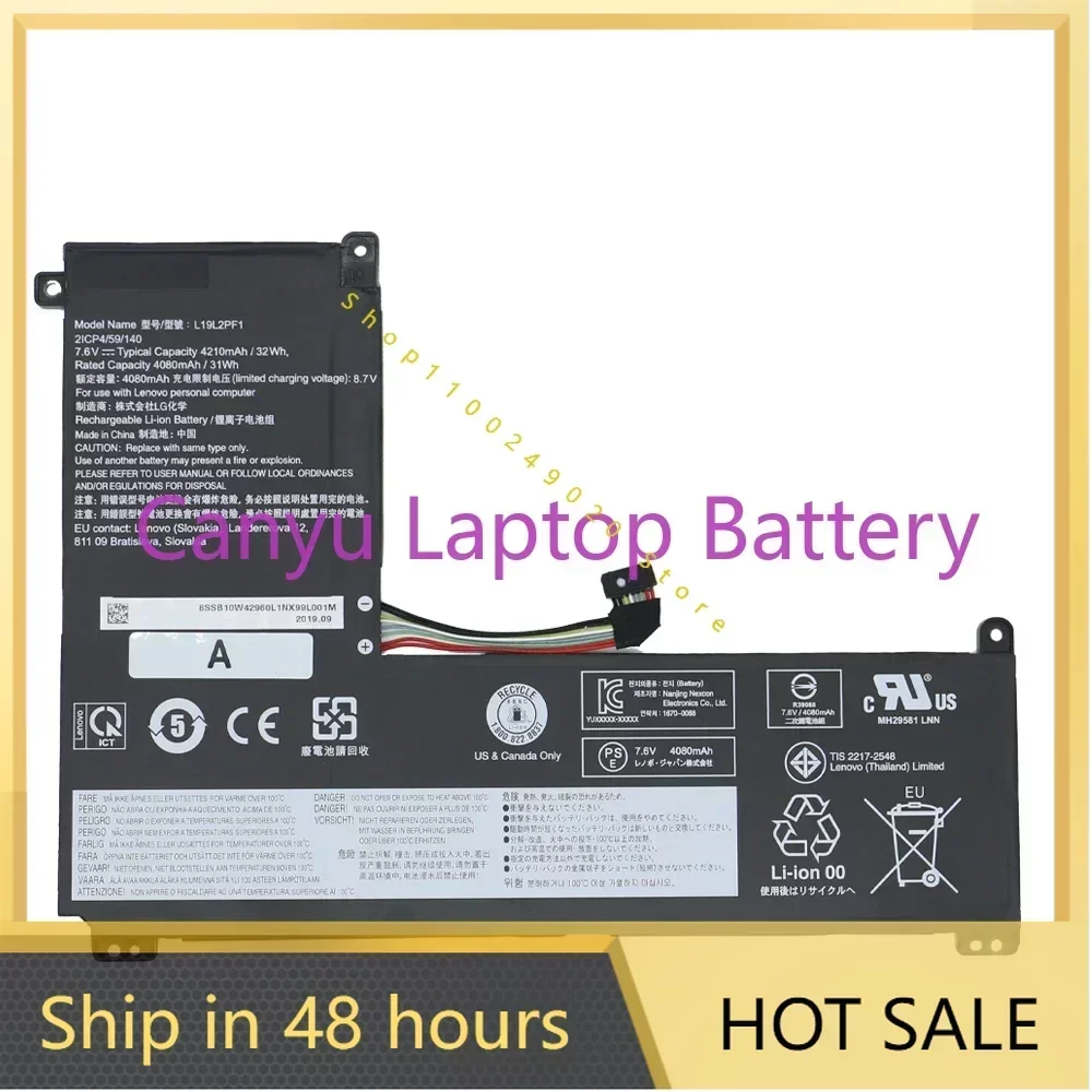 2024 L19L2PF1 2ICP4/59/140  Battery For Lenovo B10W42964  SB10W42960 7.6V  32WH  4210mAh New Laptop battery