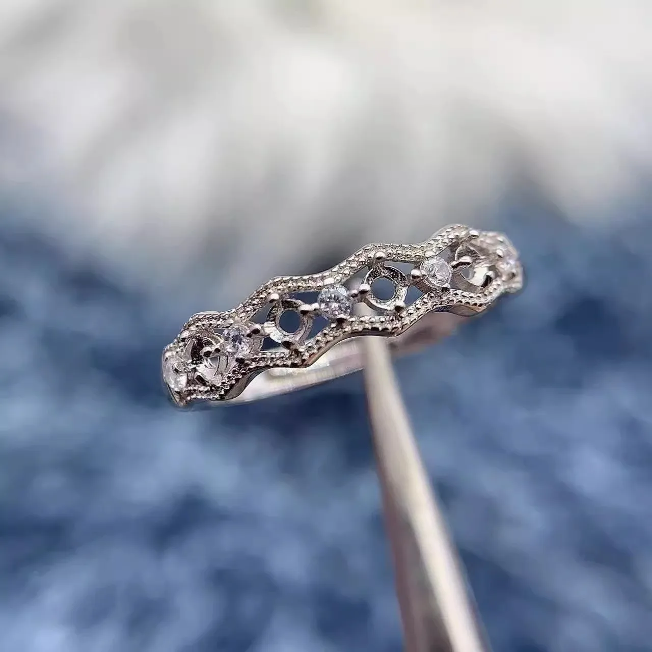 

MeiBaPJ Inlay Round 2*2mm 4Pieces S925 Pure Silver Ring Setting Exquisite Luxury Jadeite Gifts Trend Luxury Jewelry Wholesaler