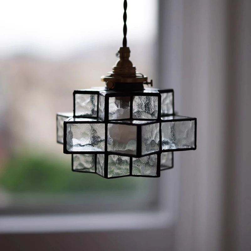 شخصية الرجعية اليدوية قلادة ضوء LED مدخل الممر غرفة نوم السرير مقهى منصة مشروبات جو زجاجي مصباح معلق صغير #1