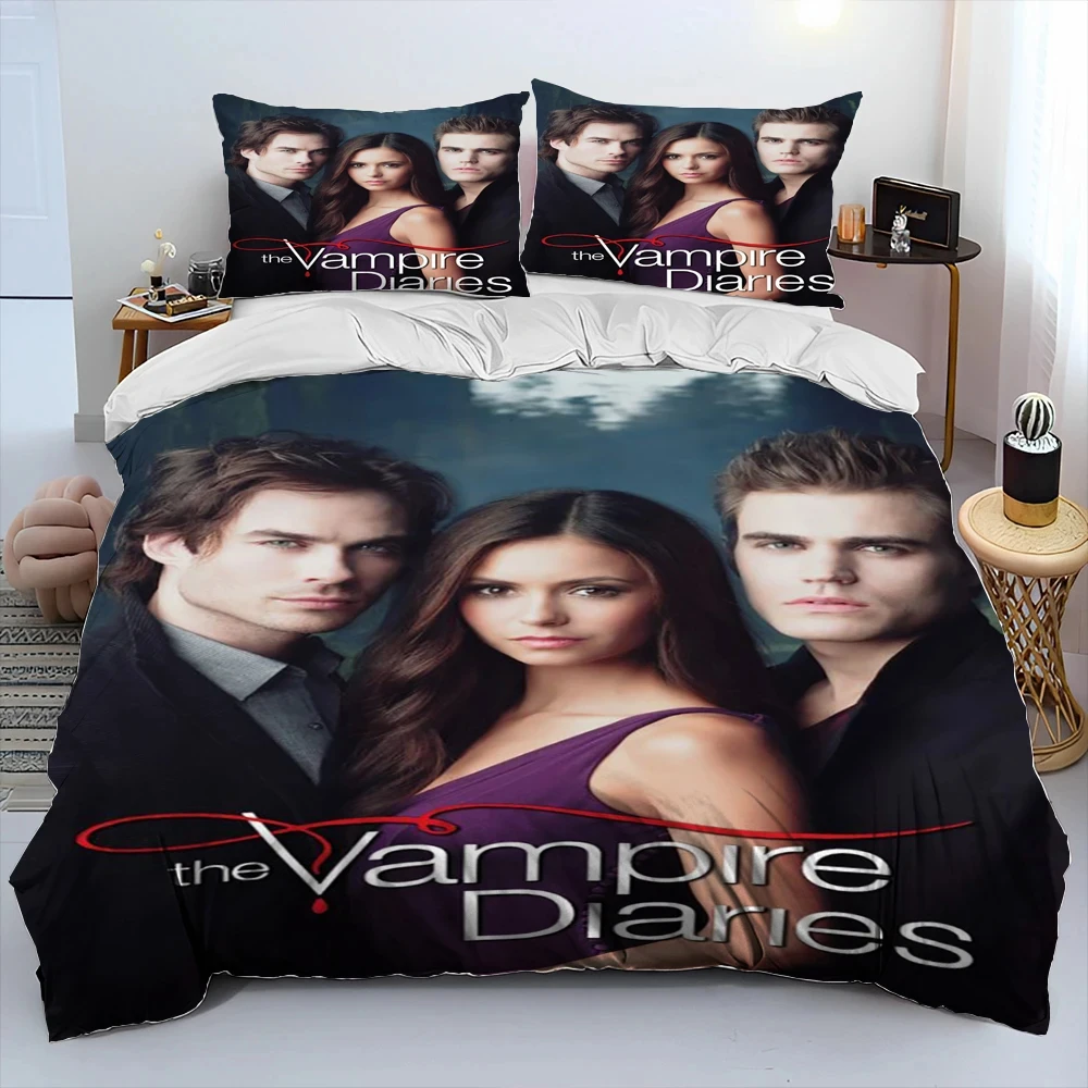 

The Vampire Diaries Comforter Bedding Set,Duvet Cover Bed Set Quilt Cover Pillowcase,King Queen Size Bedding Set for Adult Boys