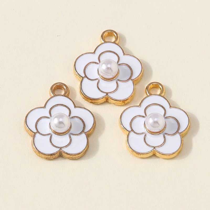 20 Stück gemischte niedliche weiße Emaille-Blumenanhänger für die Schmuckherstellung, DIY-Ohrringe, Halsketten, Armbänder, Zubehör – Detail 22