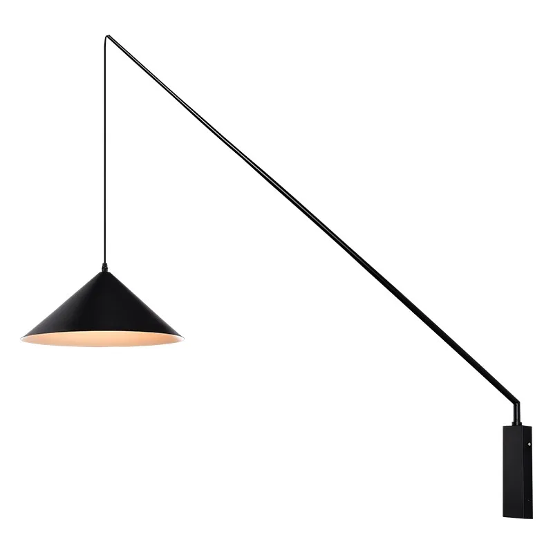 Nordic Simple Bedroom Modern Industrial Style Creative Fishing Rod Restaurant Living Room Decoration Study Long Rocker Wall Lamp
