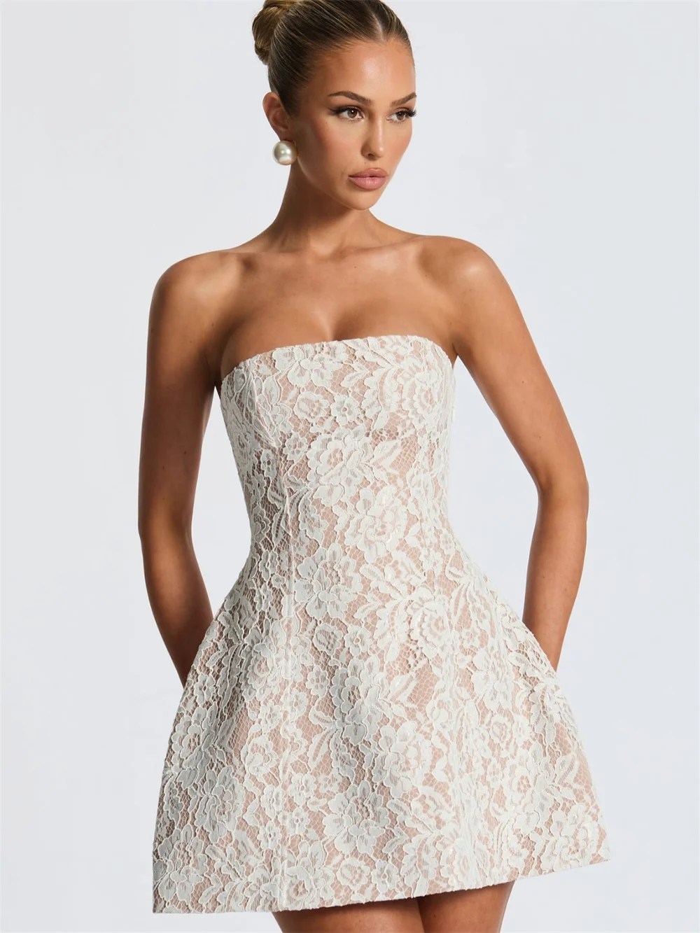 Белое свадебное платье с открытыми плечами по индивидуальному заказу, кружевные свадебные платья со съемными рукавами, элегантные мини-свадебные платья трапециевидной формы