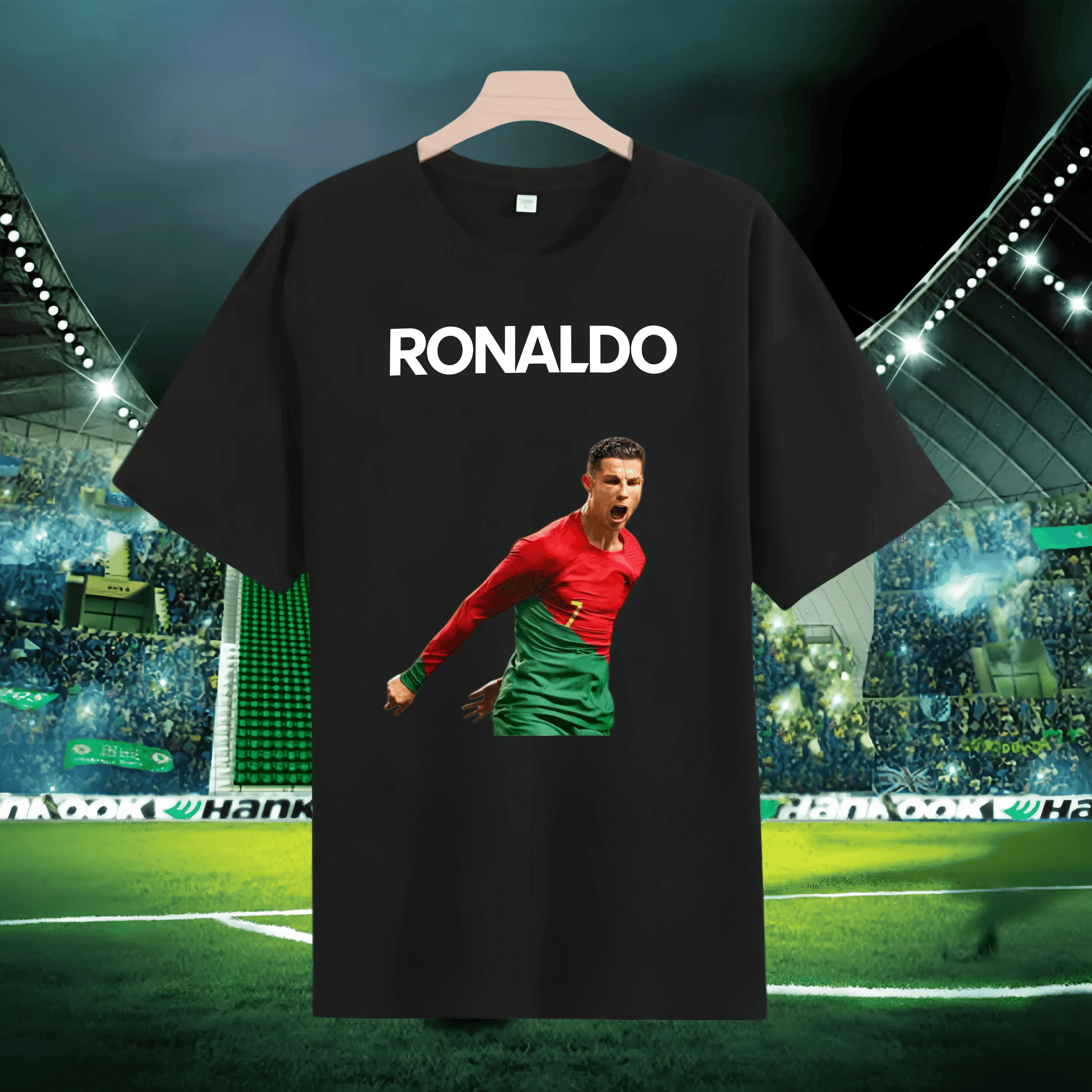 2026 New Hot C Ronaldo Commemorative T-shirt Fashion Printed Men's Top Family and Child Wear Black and White Kids Clothes