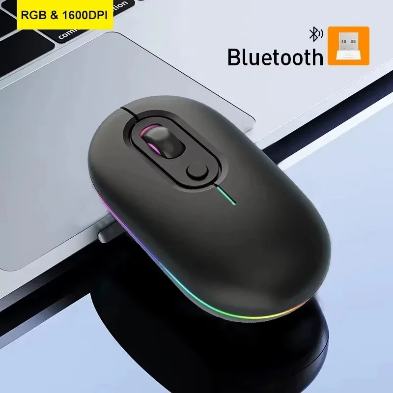 Lenovo 2.4Gh Wireless Gaming Mouse Dual Modes Bluetooth Ultra-Low Power Consumption Compatible With PC Mac Computer Laptops Mute