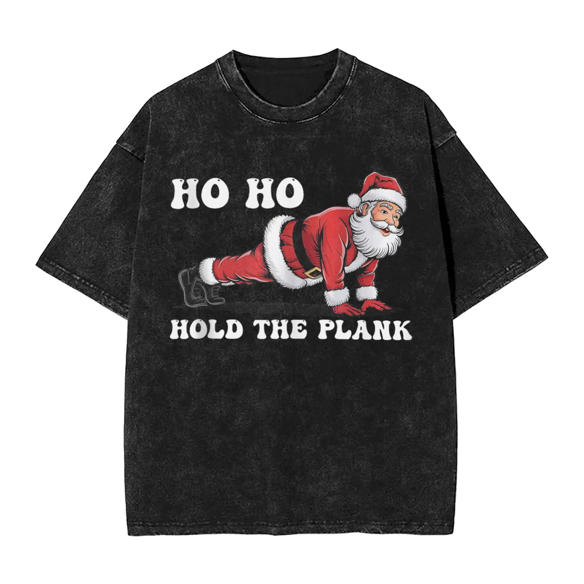 

Ho Ho Hold The Plank Santa Workout Funny Christmas T Shirts for Men Pure Cotton Novelty T-Shirts O Neck Tees Short Sleeve Tops
