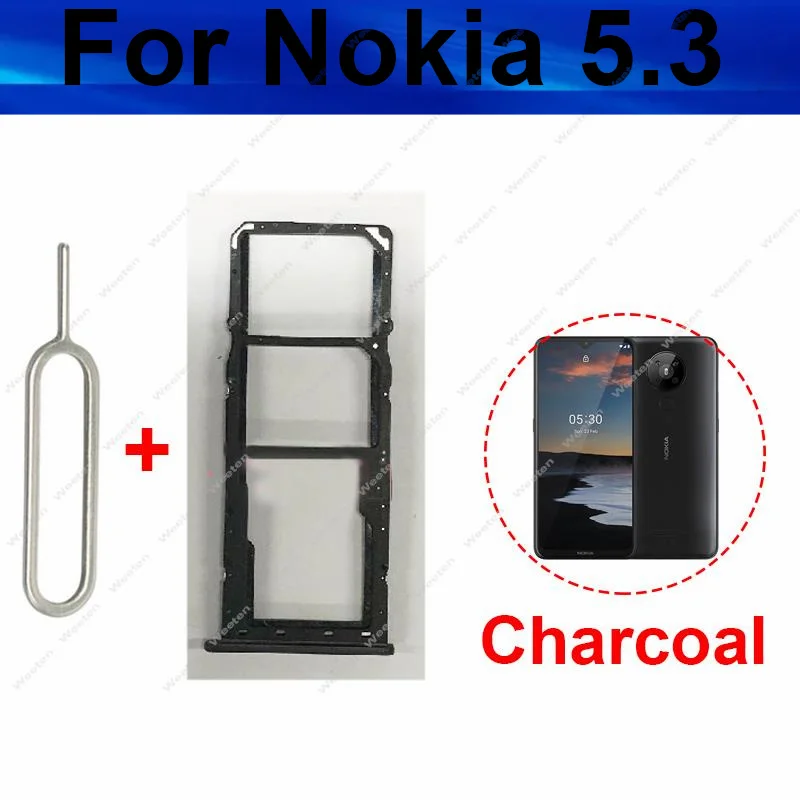 

SIM Card Tray For Nokia 5.3 5.4 Dual Sim Card Tray Holder Micro SD Card Reader Adapter Replacement Repair Parts Polar Night 5.4