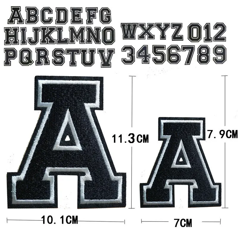 11.3cm Full Embroidered Letters Iron On Patch Jersey Number Figures Applique Alphabet Uniform Sticker Clothing Sew Name Badge