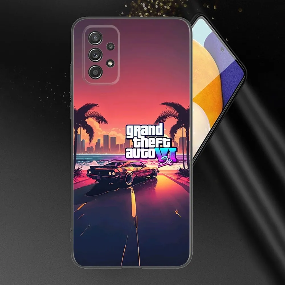 Game G-GTA 6 Vice City Phone Case For Samsung Galaxy A13,A21s,A22,A31,A32,A52,A53,A71,A80,A91 Soft Black Phone Cover