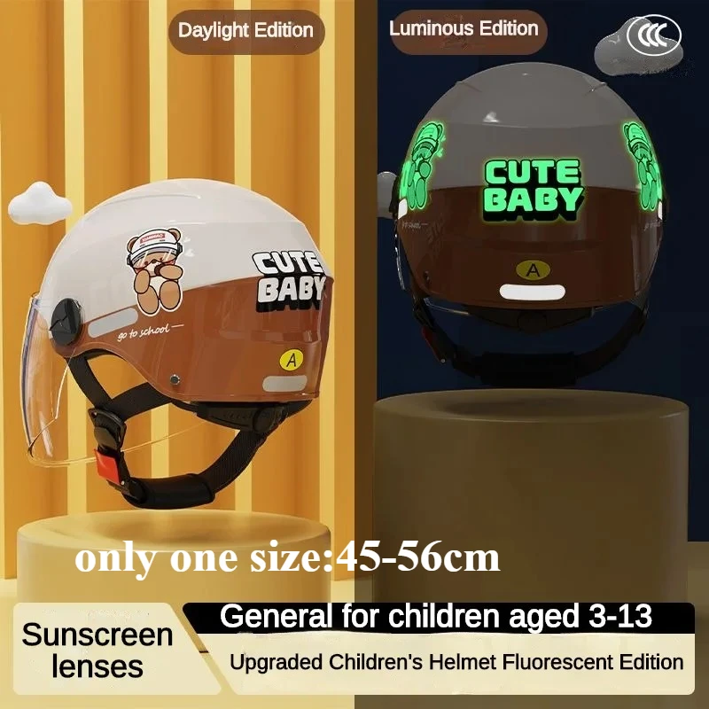 

Children's Summer Breathable Sun Protection All-season Universal Fluorescent Safety Helmet with Night Light for Ages 3-13