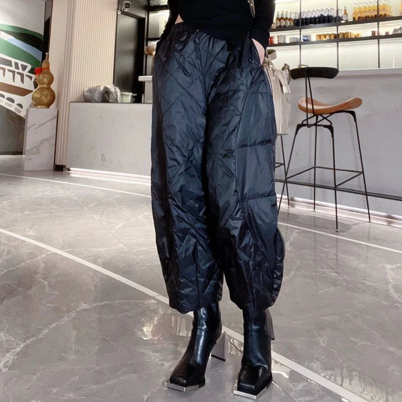 

2023 New Winter European Premium Down Cotton Pants Women Fashion Outwear Loose Casual Slim Capris Trendy Fashion Wide leg Pants