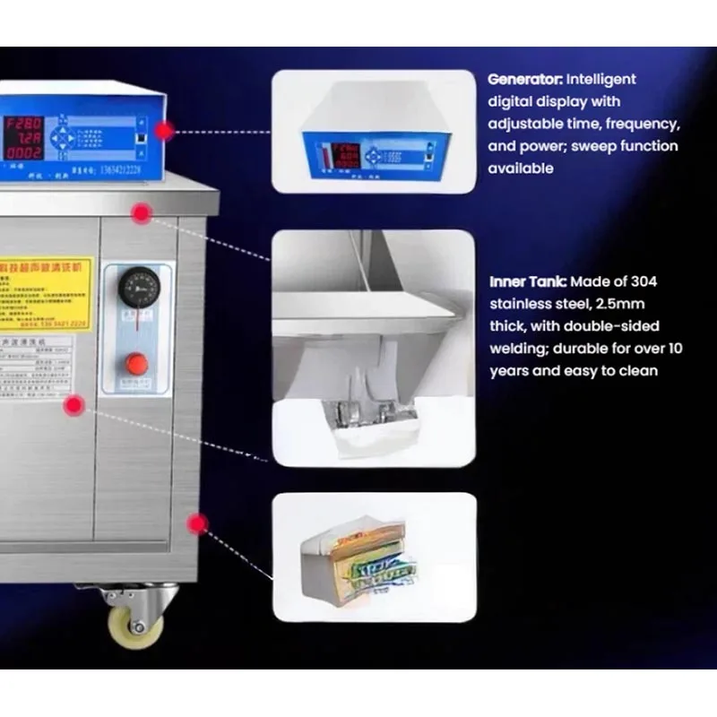 Multifunctional Large-Capacity Ultrasonic Cleaner Large Industrial-Grade Commercial Machine for Oil and Rust Removal Customized