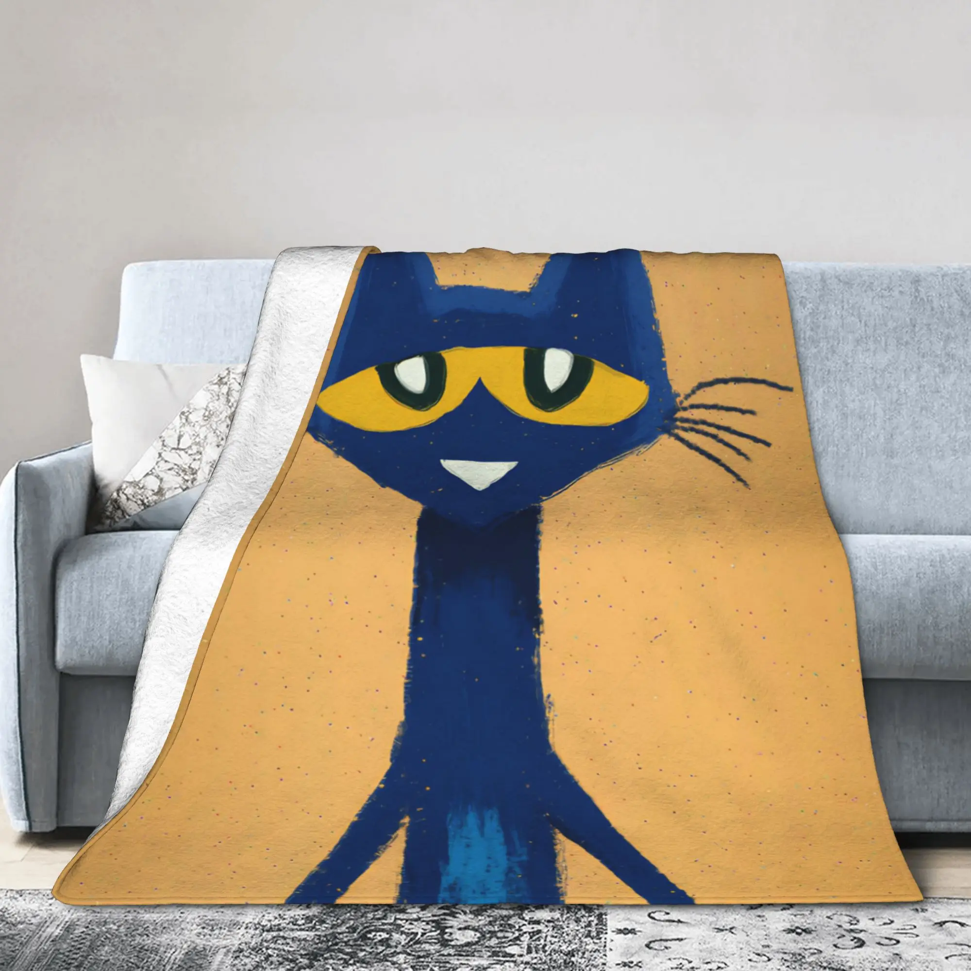 Pete the Cat  Blanket Cover Flannel Cool Kitten Cartoon Soft Throw Blankets for Outdoor Travel Bed Rug