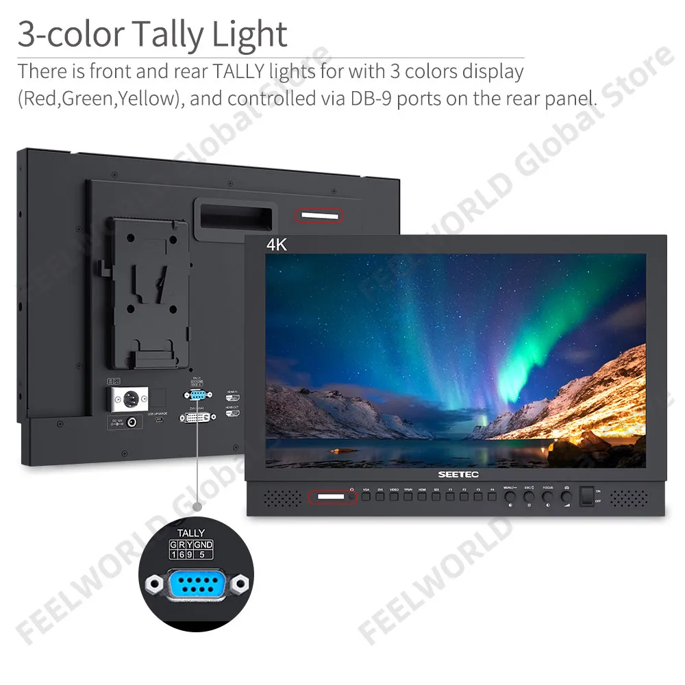 SEETEC P173-9HSD 17,3 pulgadas Pro Monitor Broadcast HD 4 K 1920x1080 diseño de aluminio de escritorio LCD Monitor con 3G SDI HDMI YPbPr AV