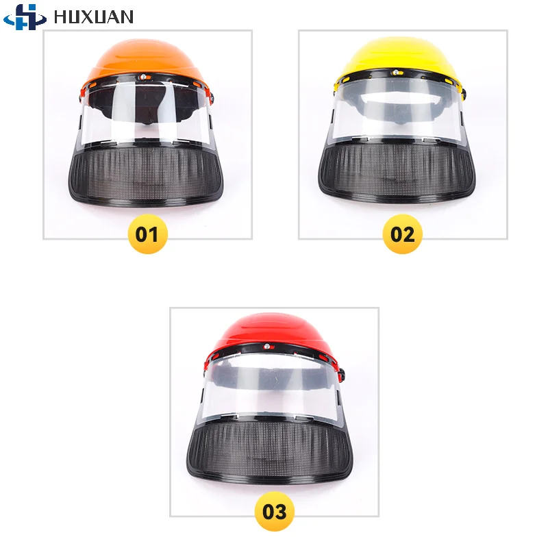 Garden Grass Trimmer Weed Wacker Safety Helmet Hat With Full Face Mesh Mask For Logging Brush Cutter Forestry Protection