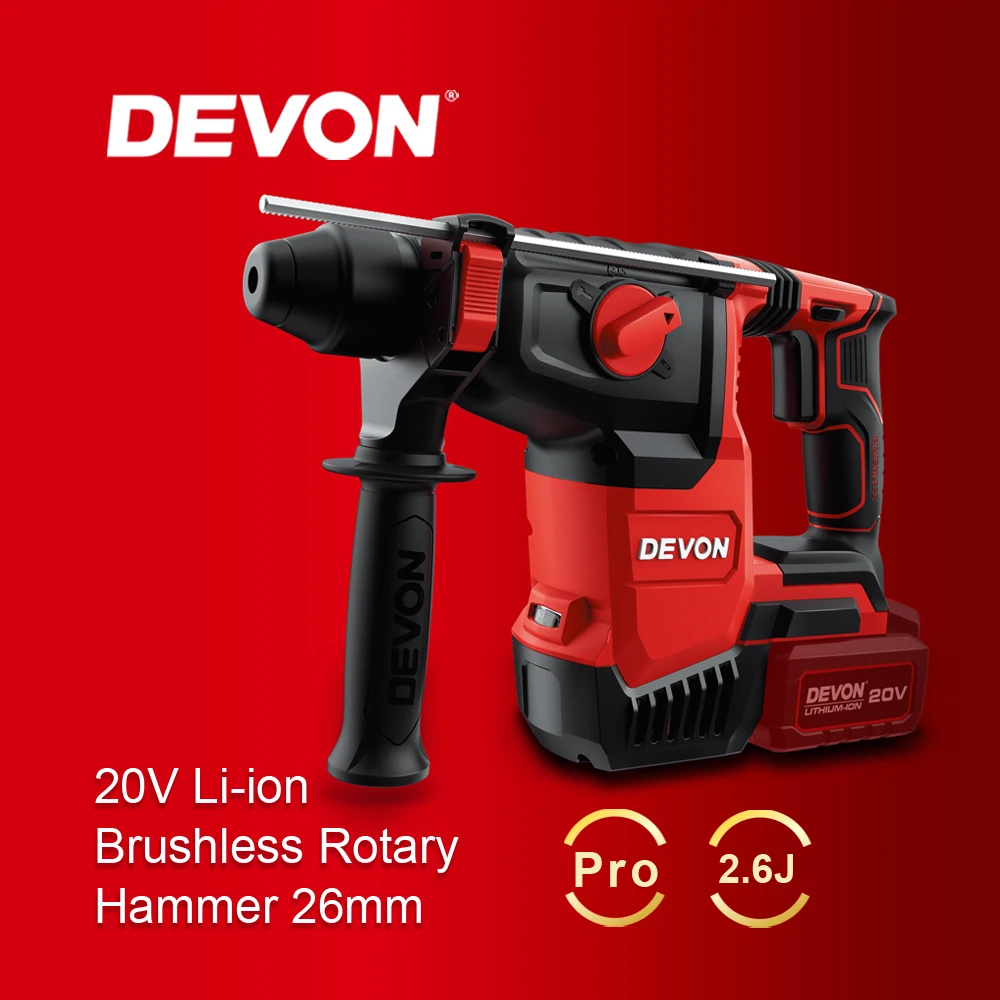 DEVON 20V Wholesale 26mm Light Weight Electric Power Tools Cordless sds Rotary Hammer only tool