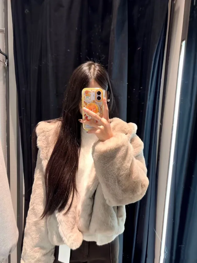 شتاء جديد وصول المرأة طويلة Sve مقنعين Thiened الفراء الاصطناعي Jaet ort عارضة Sle البوليستر الألياف معطف دافئ