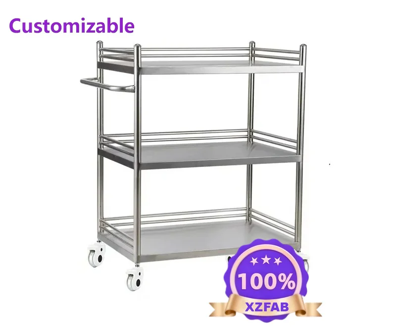 Factory Direct 2026 304 stainless steel cart wholesale beauty storage tool cart surgical instrument rack hospital care treatment