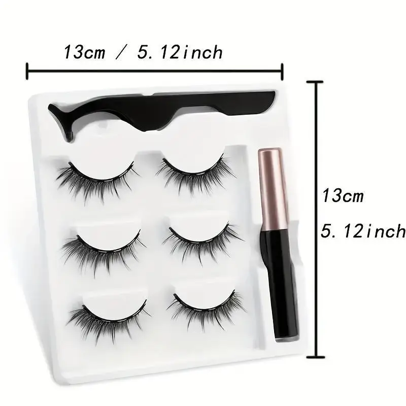 Ten pairs of magnetic false eyelashes Three pairs of magnetite eyeliner false eyelash set Natural thick models Booklet