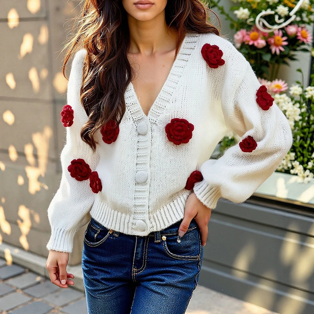 

Женский кардиган с длинными рукавами и открытым передом, однотонный цветочный декор, простая приличная повседневная одежда, осенне-зимняя верхняя одежда