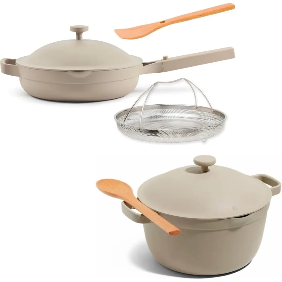

Cookware Duo 7Piece Set Featuring the Always Pan Perfect Pot and Spatulas for Efficient Kitchen Cooking Multifunctional Design