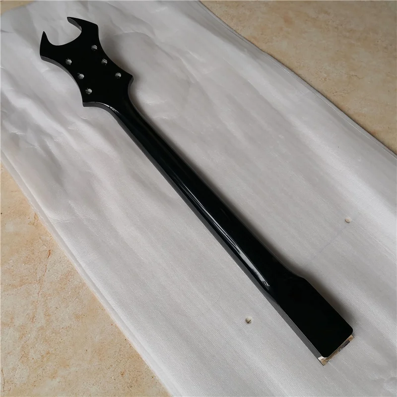 Horn Electric Guitar Neck Rose Wood Fingerboard, Black GlossPaint Can Be Customized in Other Colors