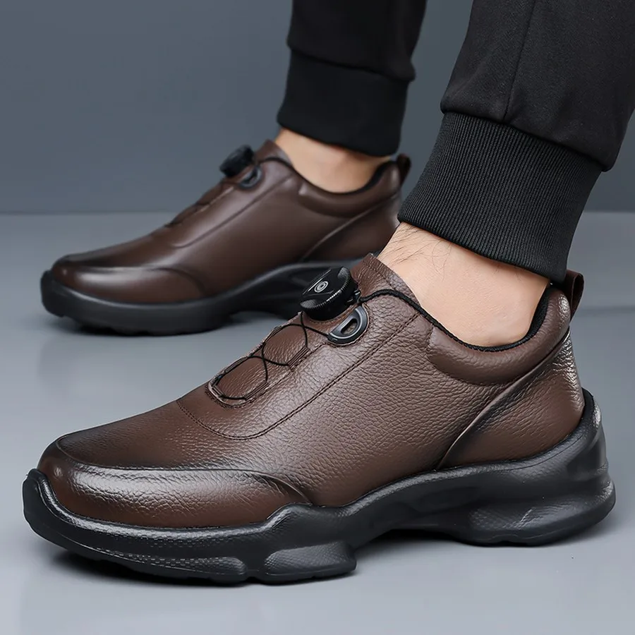 Men's Winter Fleece Lined Slip-On Low-Top Casual Athletic Shoes for Outdoor Wear