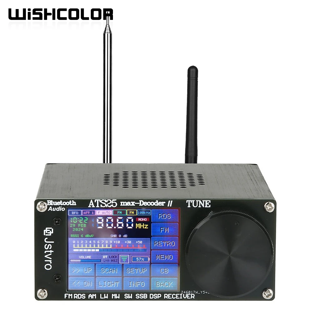 HAMGEEK ATS25 Max Decoder II Bluetooth Version Full Radio Receiver FM SW SSB MW LW Receiver with 2.4-inch Touch Screen