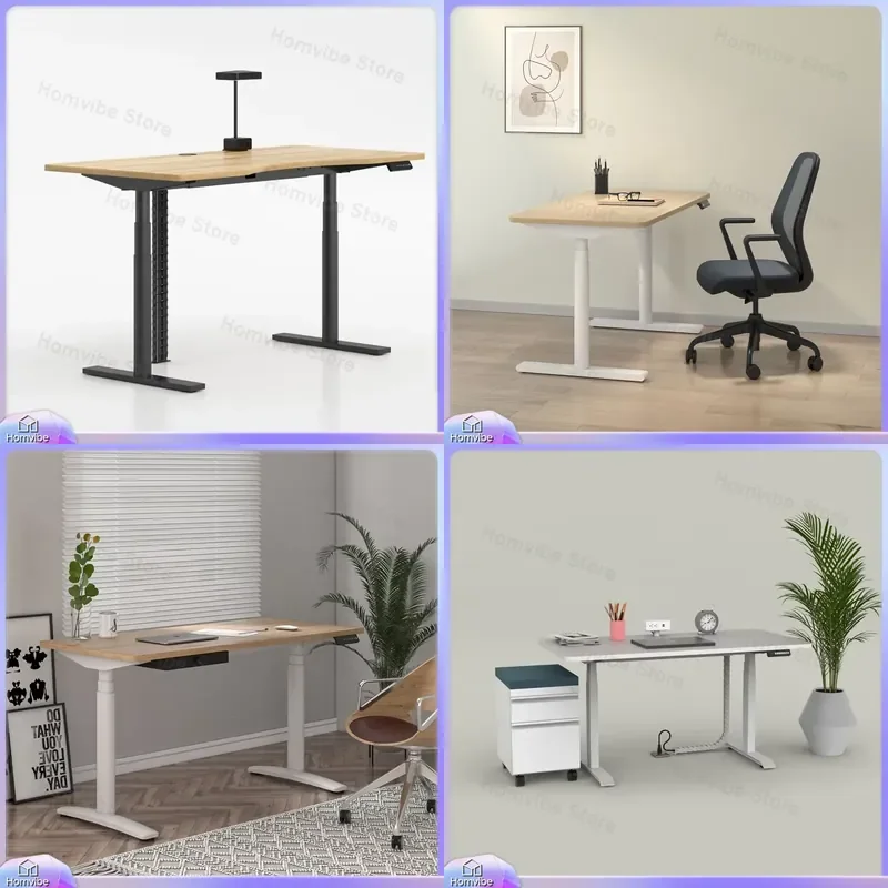 Modern Height Adjustable Computer Desk Ergonomic Standing Desk with Advanced Control Panel Steel Frame Desktop for