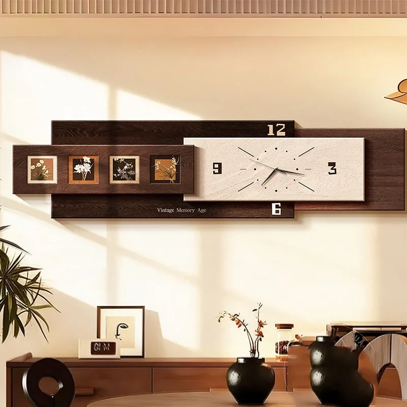A*-Wooden Vintage Wall Watch Fashion Creative Design Bedrooms Aesthetic Interior Clock Wall Art Mural Digital Home Decor./