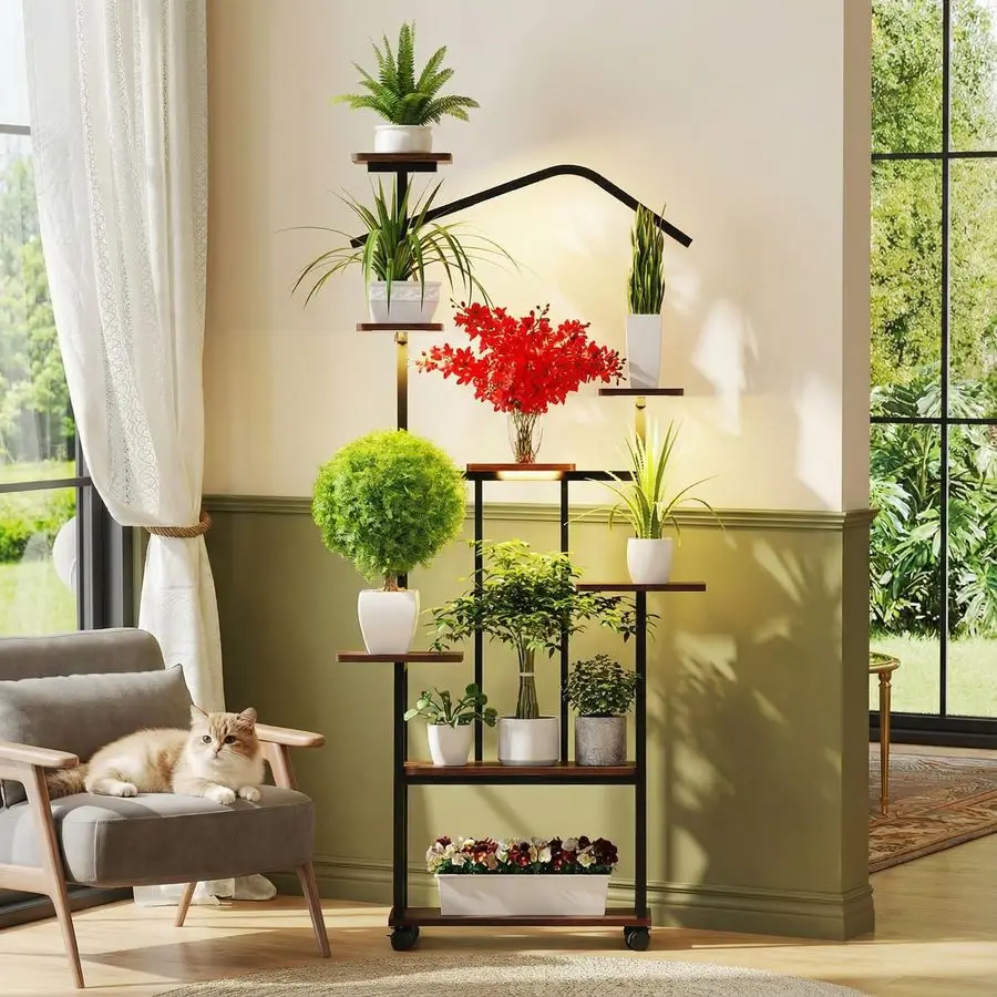 

Stand Indoor with Grow Lights65 Indoor Plant Shelf,8 Tiered Corner Plant Stands for Indoor Plants,Metal Tall Plant Flower Displa