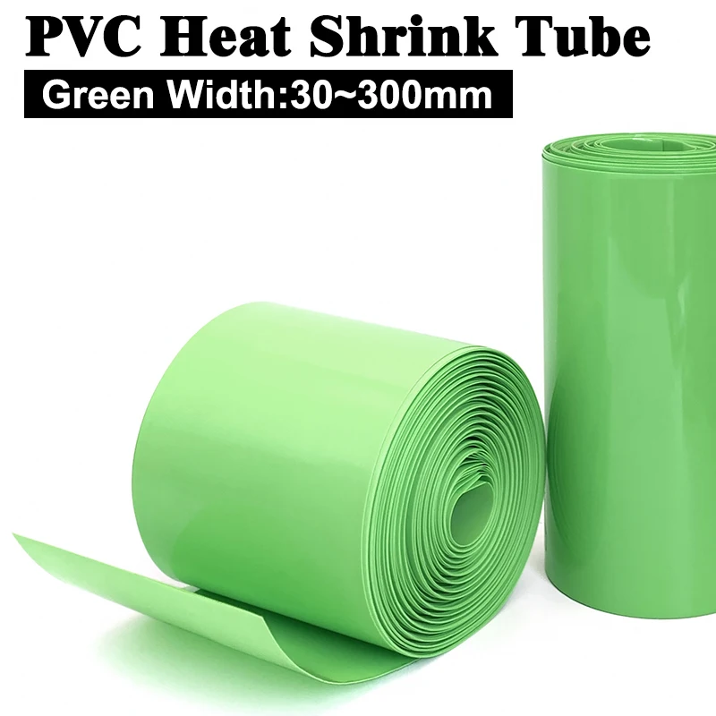 PVC Heat Shrink Film Sleeve 30-300mm Green Heat Resistant Anti-Aging Cover for 18650 Battery Pack and Daily Cable Protection